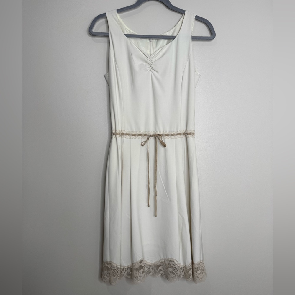 NWT Ofuon Michel Klein Paris‎ Y2K Style Lace Ribbon Sleeveless Coquette Dress 6